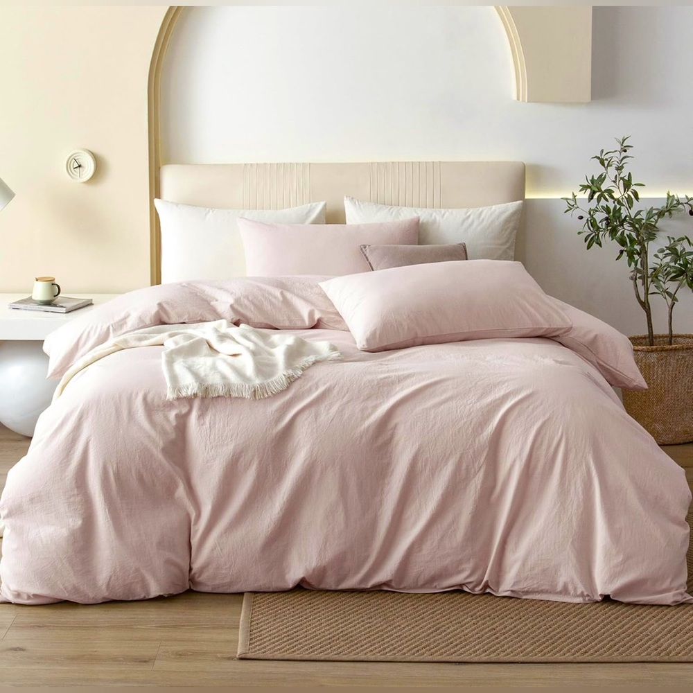 Super soft all 100% washed cotton king duvet and 2 shams, opened box, new